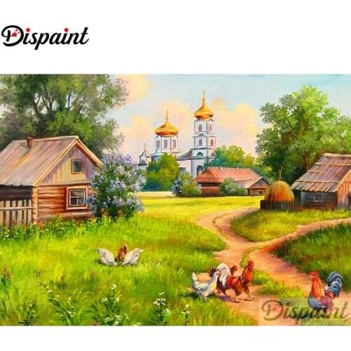 Dispaint Full Square/Round Drill 5D DIY Diamond Painting "House chicken scenery" Embroidery Cross Stitch 5D Home Decor A10629