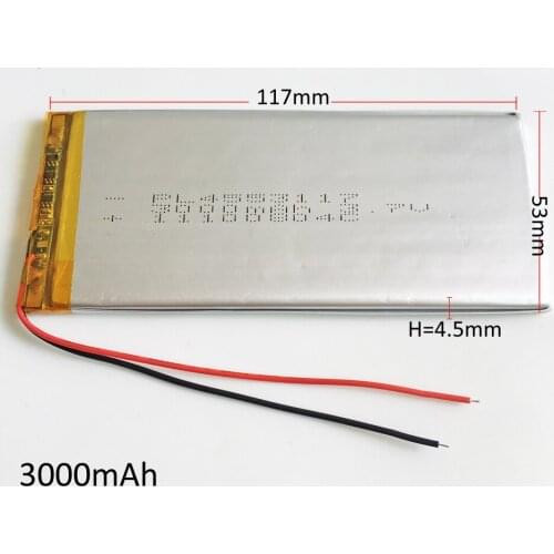 3.7V 3000mAh full capacity Lithium Polymer LiPo Rechargeable Battery 4553117 fit For Mp3 GPS PSP tablet PC PAD DVD Power bank
