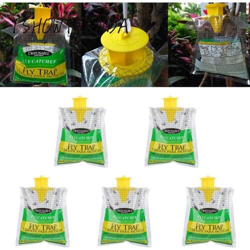 5PCS Disposable Fly Trap Catcher Fly Catche Hanging Style Pest Control Catching Kill Fly Device Flytrap
