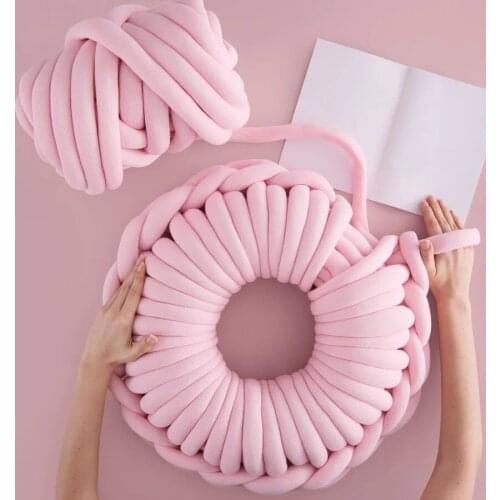 Cute Donuts Pillow Candy Color Donuts Hand-knitted Wool Pillow Cushion Nap Pillow Home Core Spun Yarn Doughnut Back Cushion