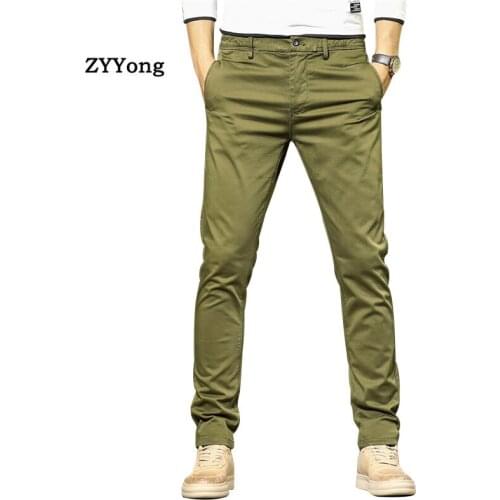 Mens Cargo Pants Military Style Comfortable Breathable Khaki Army Green Black Slim Trousers Casual Straight Elasticity Overalls