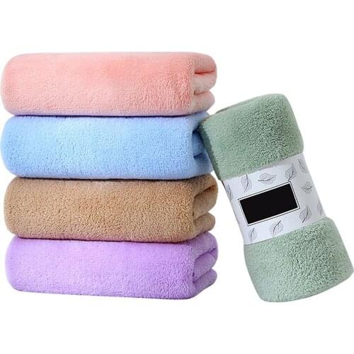 30*60cm Soft Corals Fleece Towel Well-absorbing Bath Towel for Home Hand Face Shower Won't Pill Solid Colors WWO66