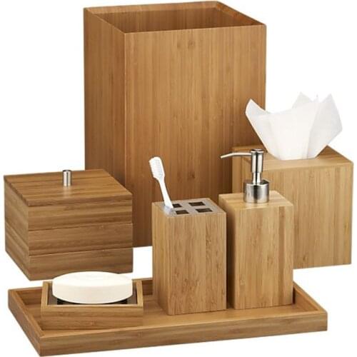 Bamboo home bathroom wash set home bathroom set professional custom