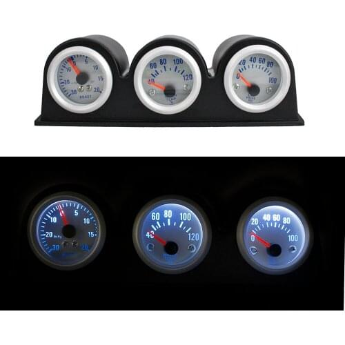 2" 52mm Triple 3 Gauge Set Turbo Boost Water Temp Oil Pressure Gauge Meter Kit Fuel Gauge Fuel Car Motorcycle Instrument