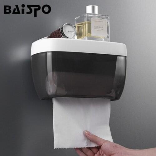 BAISPO Toilet Paper Holder Wall Mounted Toilet Tissue Dispenser Waterproof Storage Box Portable Paper Holder For Bathroom