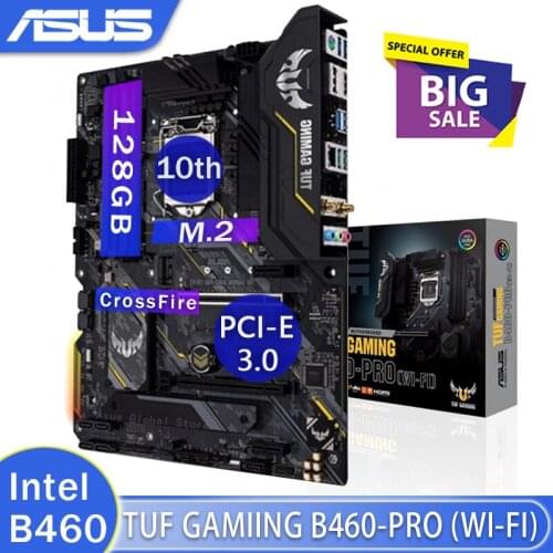 Asus TUF GAMING B460-PRO (WI-FI) Motherboard LGA 1200 Bluetooth 5.1 Overlocking PCI-E 3.0 M.2 Desktop B460 Placa-Mãe 1200 Gaming