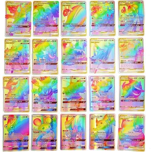 New 100Pcs Pokemon Cards GX Shining Collection TAG TEAM Colorful Cards Anime Figures Fighting Game Cards Fun Gift Toys