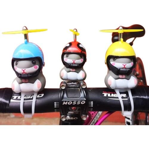Novelty Bicycle Lights Bell Cute Yellow Duck Hamster with Hat Handlebar Horn Lamp for Motorcycle Motor Helmet Riding Cycling Car