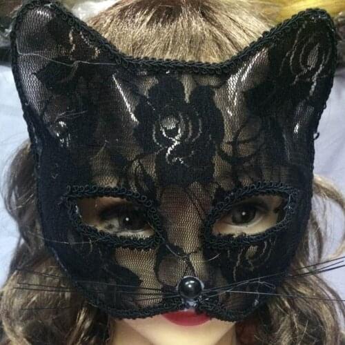 OLO Women Sexy Lace Fox Cat Face Eye Cover Christmas Halloween Party Night Club Shows Dance Role Playing Prop Sexy Cosplay