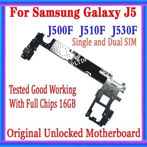 For Samsung Galaxy J5 J510F J500F J530F J510FN Single Dual SIM Original Logic Mainboard With Full Chips Motherboard Android OS
