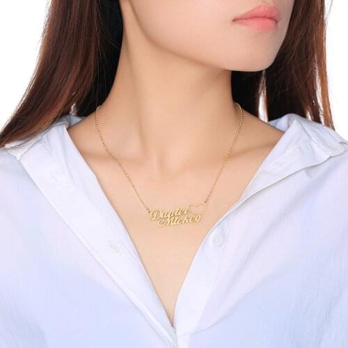 Personalized Custom Name Pendant Necklace Handmade Customized Heart Nameplate Necklaces Stainless Steel Birthday Gift