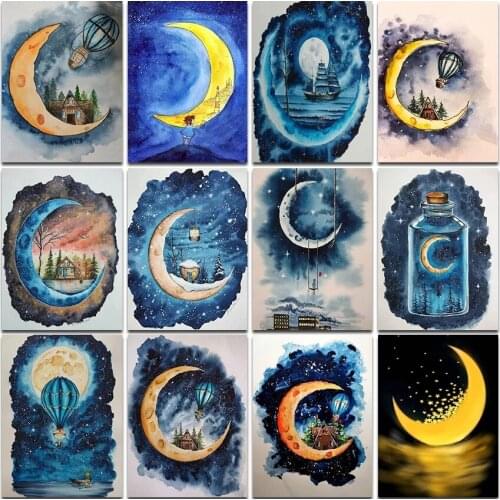 Full Square Drill 5D Diy Diamond Painting Cartoon Moon Wishing Bottle Diamond Embroidery Cross Stitch Mosaic Crafts Home Decor
