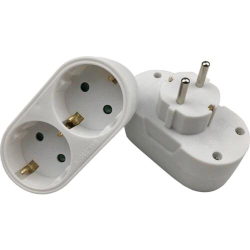 Portable 1 to 2 Socket Adapter Wall Charger Adapter 16A 250V EU Plug Socket Power Outlet Home Improvement Accessories