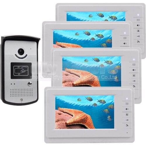 DIYSECUR Wired Video Door Phone Intercom System RFID Keyfobs Vandal Proof 7 inch Monitor 1V4
