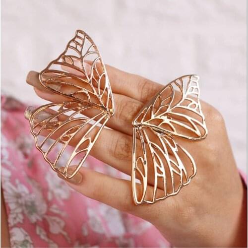 Lost Lady Large Hollow Metal Butterfly Stud Earrings for Women Large Statement Earrings Wholesale Jewelry Female Bijoux Gifts