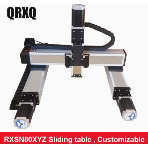 RXS80XYZ-L XYZ Stage Ball Screw CNC Linear Module Guide Rail Motion Slide Actuator Nema 24 Stepper Robotic Arm Kit Rod Z 100mm