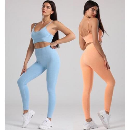 Luminous Seamless Yoga Set Women Gym Clothing High Waist Fitness Leggings Sports Bra 2 Piece Sports Suit Female Active Wear