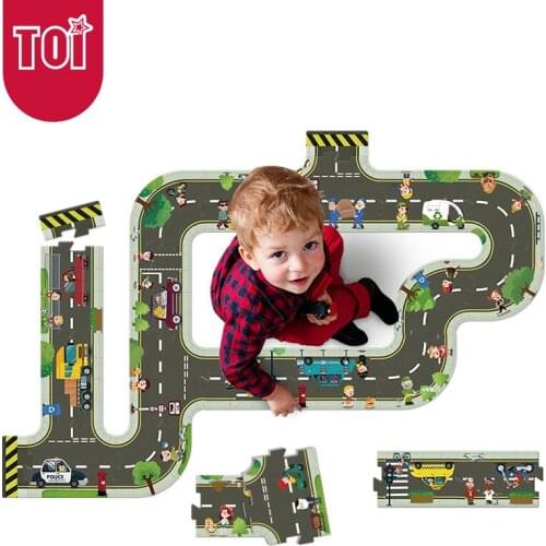 TOI DIY Giant Interchangeable Floor Puzzle Track Road Railyway City Children Educational Toys Paper Jigsaw Puzzles For Kids 3Y