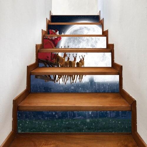 Colomac 3D stereo christmas pattern waterproof stair floor sticker home renovation living room home wall decor stairway stickers