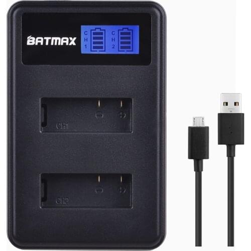 Batmax 1pc LCD Dual USB Charger for PG1050 Battery for SJCAM SJ4000 SJ5000 SJ6000 SJ8000 EKEN 4K H8 H9 GIT-LB101 GIT