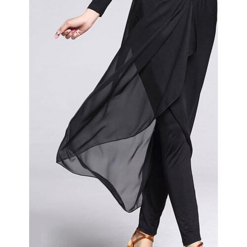 Lady Latin Dance Pants Black Long Fitness Clothes Milk Silk&Chiffon Roupa Infantil Feminina Salsa Dance Regatas Femininas