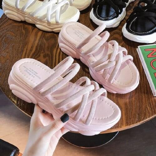 Womens platform slippers summer 2020 best-selling fashion wear pink comfortable slippers simple casual womens shoes
