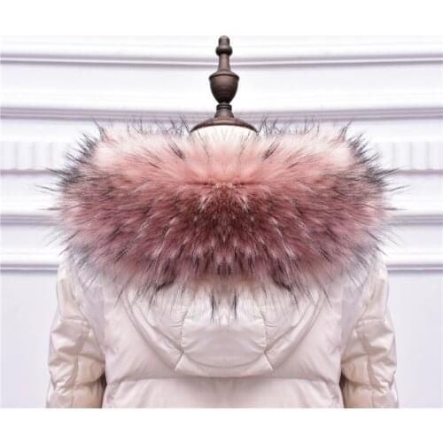 Women Faux Fur Collar Luxury Fluffy Fur Scarf Men Kids 55cm 90cm Jackets Hooded Decor Pink Wine Fashion Winter Scraves Wraps
