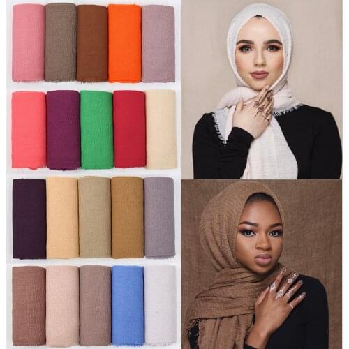 1PCS Muslim Women Hijab Islam Scarves Neckerchief Long Soft Headband Cotton Plain Hijabs Wraps Fashion for Adult