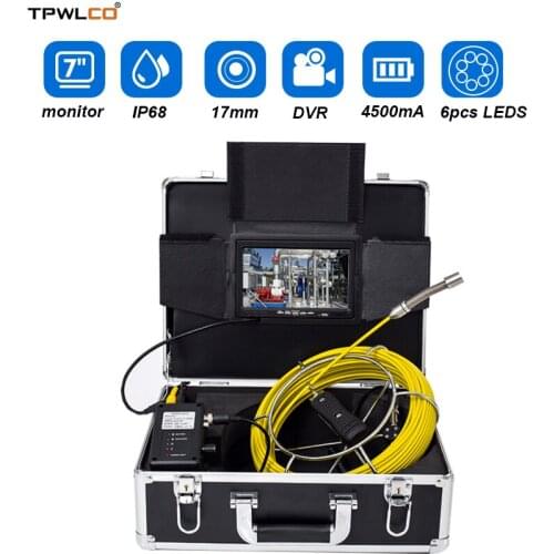 20-50m Cable 8GB SD Card With DVR 17mm Waterproof Drain Sewer Pipeline Industrial Camera 7inch Monitor Inspection Camera System