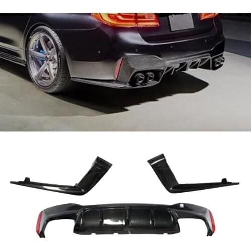 Carbon Fiber Rear Bumper Diffuser Lip Spoiler for BMW 5 Series F90 M5 2018 2019 2020 3PCS