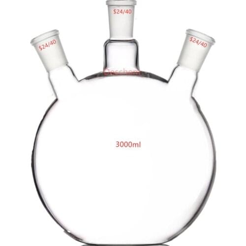 3000ml,24/40,3-Neck,Flat Bottom Glass Flask,Three Neck,Laboratory Boiling Bottle
