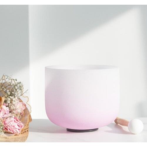 8 Inch Half Pink Quartz Crystal Singing Bowl 440HZ 432HZ C D E F G A B Chakra 8" Yoga+ Cloth cushion