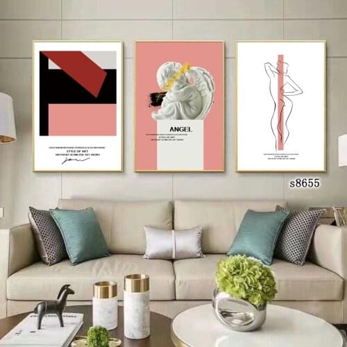 Abstract poster and print mountain and blue lake canvas painting Nordic mural painting living room canvas painting home decorati