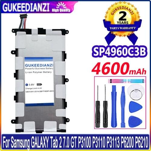 GUKEEDIANZI Battery 4600mAh SP4960C3B For Samsung GALAXY Tab 2 7.0 GT P3100 P3110 P3113 P6200 P6210 Tab2 7.0 Batteries