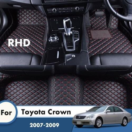 RHD Car Floor Mats Rugs For Toyota Crown 2009 2008 2007 Carpets Artificial Leather Auto Accessories Interior Decoration Cover