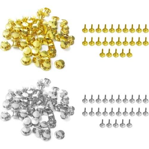 Behogar 50 Pair Pin Backs Locking Clasp Keepers with Pins for DIY Jewelry Making Craft Making Badge Insignia Toy Pins