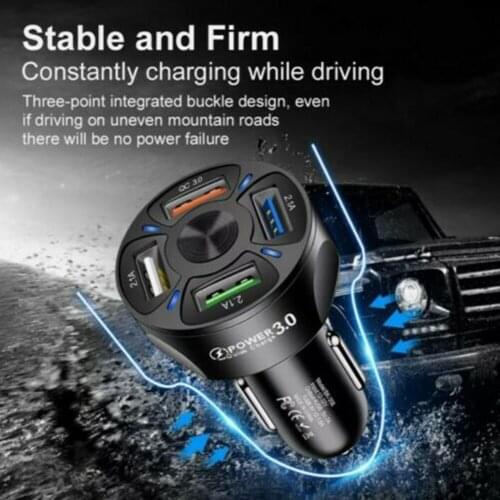 4 USB Port Fast Car Charger 7000mA Dual Adapter Socket For Smart Phone