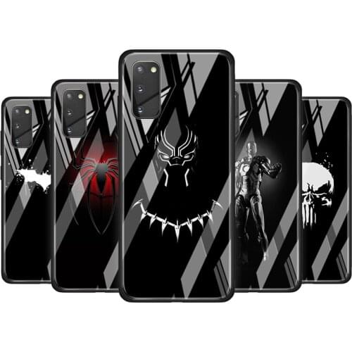 Marvel Dark Tempered Glass Cover For Samsung Galaxy S20 S10 S9 S8 S10E FE Ultra Plus Lite 5G Phone Case