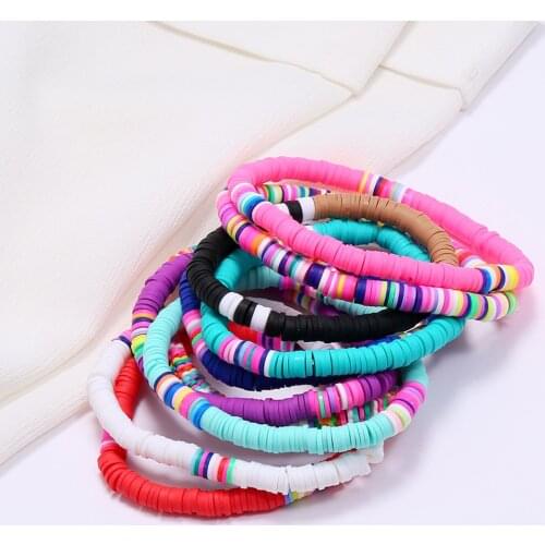 Disc Bead Bracelet Stackable Rainbow Heishi Bead Bracelet Summer Beach Bracelet Bohemia Jewellery
