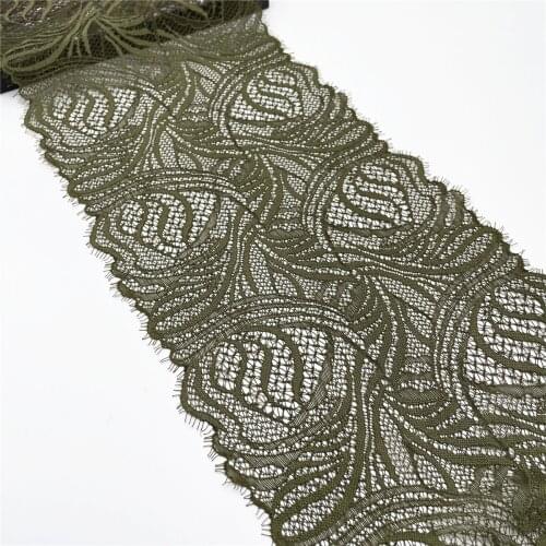 3y/lot Width 8 1/2 inch 22cm Olive Green Elastic Stretch Lace trim Skirt Hem Underwear Sewing Craft DIY Apparel Fabrics Lace