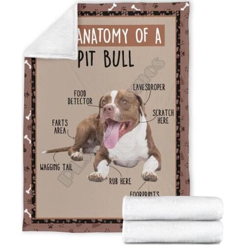 The anatomy of pit bull fleece blanket funny 3d printed Sherpa Blanket on Bed Home Textiles HOME ACCESSORIES
