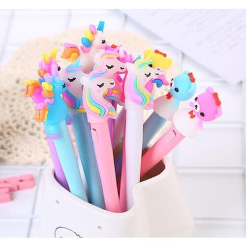 Unicorn Gel Pen Cute Pens Stationery 0.5mm Cartoon Gel Pens Student Kawaii Pen Cute Stationery Novelty Kawaii School Supplies