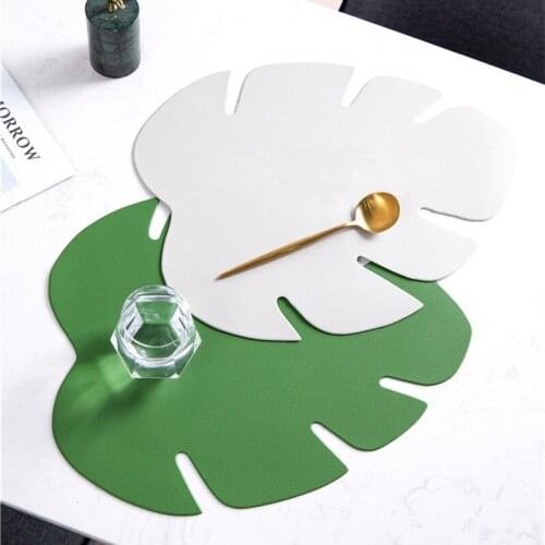 Artificial Tropical Palm Leaf PU Placemat Non-Slip Heat Insulation Tableware Pad Luau Summer Hawaii Jungle Party Decor Table Mat