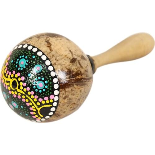Coconut Shell Sand Hammer Shaker Aslatua Gourd Kashaka Indonesia Shaker Rattle Percussion Musical Instrument Toy
