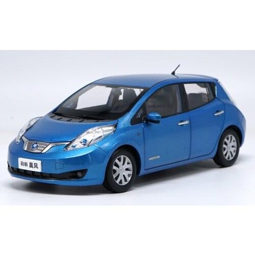 1:18 Diecast Model for Nissan Venucia LEAF Blue Electric Vehicle Alloy Toy Car Miniature Collection Gifts