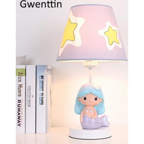 Cartoon Childrens Mermaid Table Lamps for Living Room Bedside Bedroom Lamp Modern Romantic Led Stand Light Fixtures Home Decor