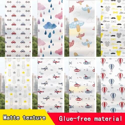 Cartoon pattern window glass sticker electrostatic opaque film bathroom kitchen anti-light and waterproof anti-peep glass film