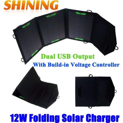 12W 9V Outdoor Portable Folding Foldable Solar Panel Charger Bag Dual 5V USB Port For Mobile Phone iPhone iPad Cellphone Charger