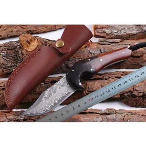 Freewolf Straight Knife 9Cr18 Satin Blade Black G10 Handle Fixed Blade Knives With ABS K Sheath