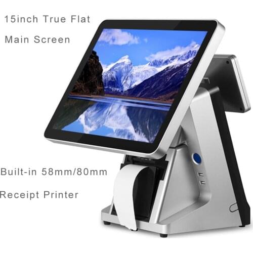 Restaurant pos all in one Capacitive Touch Screen Display Lcd Panel Pos System with VFD 58mm printer